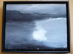 MYSTERY ARTIST VINTAGE OIL, IMPRESSIONIST NOCTURNE SEASCAPE COASTAL MOONLIT SEA - Picture 1 of 15