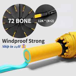 60/72 Bone Super Strong Windproof Automatic Umbrella for Men Women, Large