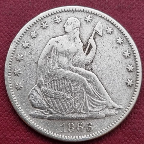 1866 Seated Liberty Half Dollar 50c Better Grade XF Details #60192 Cover
