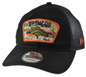 Denver Broncos New Era 920 Salute To Service Black Men's Mesh Snapback Hat - Picture 1 of 8
