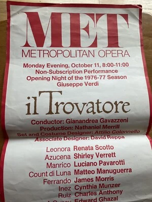 (Pavarotti) Rare Original 1976 “IlTrovatore" Metropolitan Opera Poster - Image 1 of 4