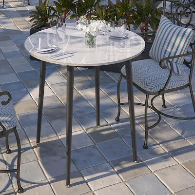 32 inch Round Marble Dining Table Heavy Duty Lounge Restaurant Cafe Bistro Table - Image 1 of 4