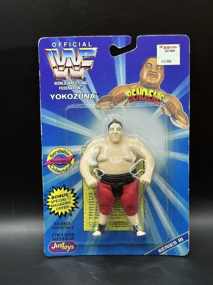WWF WWE Bend-ems Series 3 Yokozuna JusToys 1996 MOC Action Figure WCW