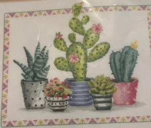 Vervaco Counted Cross Stitch Kit 14.4''x12''  New in Bag “A Plant Corner" Cacti - Picture 1 of 3