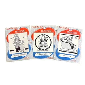 Lot 3 Vtg Aunt Marthas Iron Transfers 3233 3231 3212 Santa Sleigh Dutch Girl NOS - Picture 1 of 8