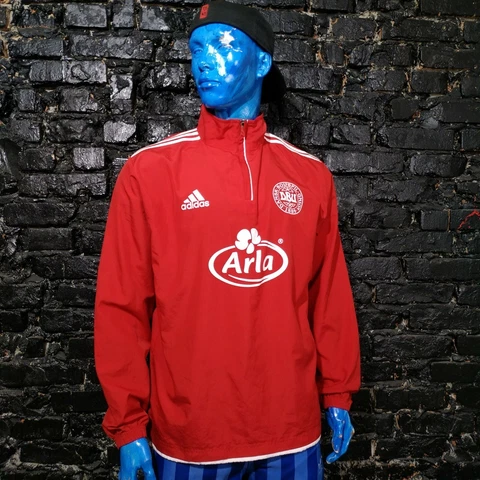 Denmark Team Training Jacket Long sleeve Red White Adidas V39364 Mens Size M Cover