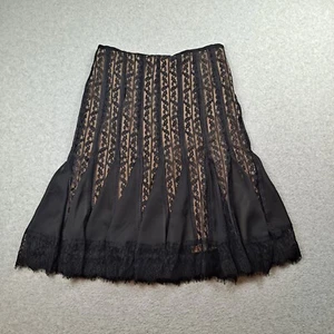 Ann Taylor Loft Skirt Women 6 Black Lace Gothic Whimsy Goth Fairy Lace Ruffle - Picture 1 of 8