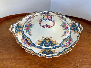 OLD HALL Ivory Ware England DANUBIO Cuenco para Servir Cubierto ~ Borde Azul Floral - Imagen 1 de 24
