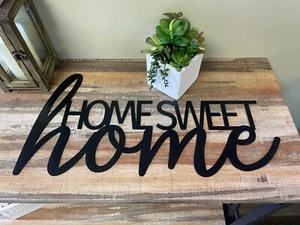 23" Home Sweet Home SIGN - Plasma Cut Metal Wall Art Décor Black or Silver - Picture 1 of 8