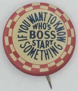 Vintage 40er Jahre If You Want To Know rot kariert Karneval Pinback Button - Bild 1 von 3