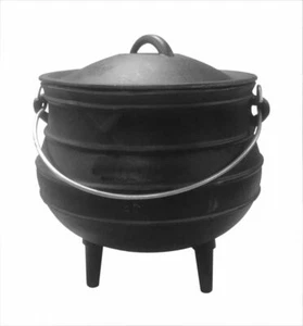 Olla de guiso de hierro fundido olla de campamento horno holandés olla de stock fuego abierta - Imagen 1 de 1
