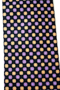 $235 BRIONI Mens Silk Tie Black Purple Orange Blue Floral handmade woven ITALY - Picture 1 of 12