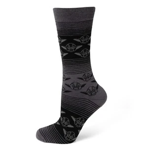 Star Wars Yoda Black Charcoal Ombre Stripe Men's One Size Crew Socks - Picture 1 of 1