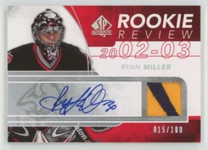 2008-09 SP AUTHENTIC Ryan Miller ROOKIE REVIEW PATCH AUTO RPA /100 - Picture 1 of 2