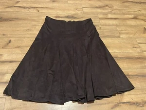 Alberto Makali WOMENS BROWN Faux Suede Skirt POLYESTER SPANDEX ZIP BACK Size 8 - Picture 1 of 6