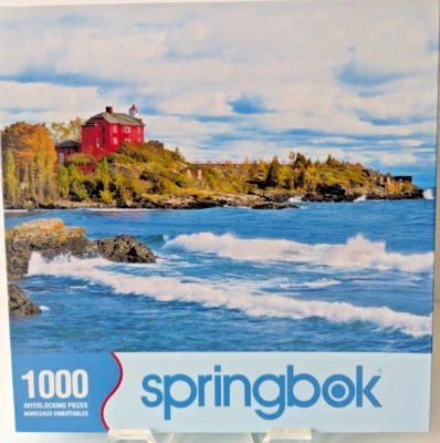 Springbok 1000 Piece Puzzle "Light House Point" Ocean Landscape IJIG10574 - Image 1 of 4