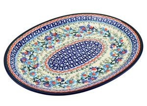 Plato mediano ovalado de mercado de cerámica polaca, 11,5" de largo, 8,75" de ancho - Boleslawiec - Imagen 1 de 4