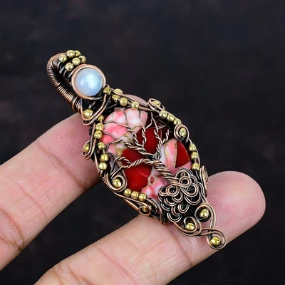 Árbol de la Vida Kingman Rojo Mohave Cobre Turquesa Colgante Alambre de Cobre Envoltura Joyero Foto 1 de 4