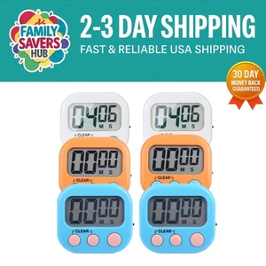 Large Display 6-Pack Digital Kitchen Timers with Magnetic Back – Versatile Use - Picture 1 of 9