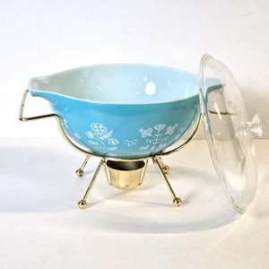 Needlepoint Pyrex 1959 Casseruola Piatto Coperchio Originale Culla di Riscaldamento #443 #624-C  - Foto 1 di 13