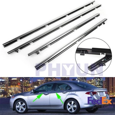 Door Window Moulding Weatherstrips Seal Belt Chrome For Acura TSX Sedan 09-14 US - Image 1 of 4