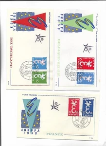 EU / 1958 komplett auf 8 Schmuck-FDC`s - Bild 1 von 3