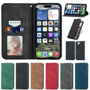 Para iPhone 16e/16 Pro Max/15/14/13/12/11 Retro Magnético Abatible Soporte Estuche para Tarjetas - Imagen 1 de 37