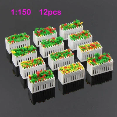 GY39150 12pcs N Scale 1:160 Model Rectangle Flowerbed Park Garden Border - Image 1 of 3