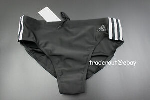 adidas men black with white 3-stripes Swim Brief swimwear swimsuit size 34 36