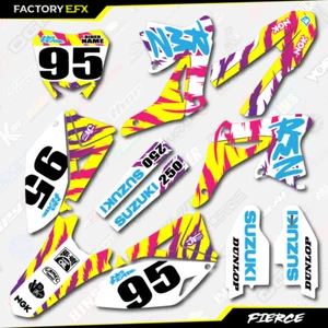 Retro Yellow Fierce Graphics Decal Kit fits Suzuki RMZ250 RMZ 250 10-18 - Foto 1 di 5