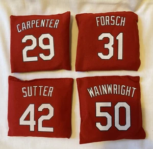 St Louis Cardinals Cornhole Bags RED: Set of 4 WAINWRIGHT/pitchers - 5/30/22 NIB - Picture 1 of 3