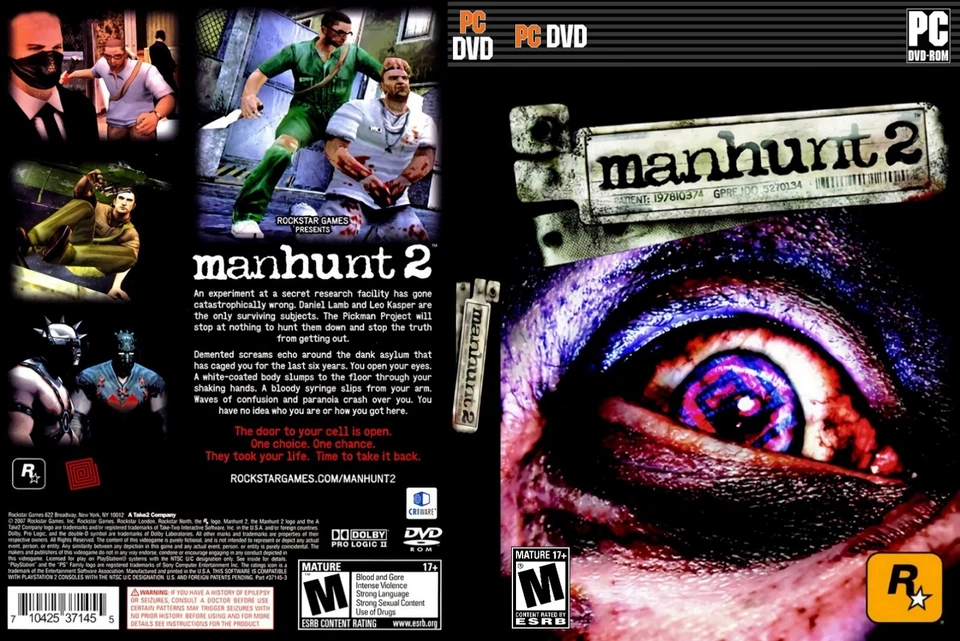 Manhunt 2 PC Cover Art Case Insert Cover Only (No Game) - Image 1 of 1