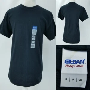 Gildan Heavy Cotton Mens Unisex Small Black Blank T-shirt Short sleeve Crew neck - Picture 1 of 8