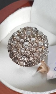 anello oro argento con diamanti a toppa - Immagine 1 di 4