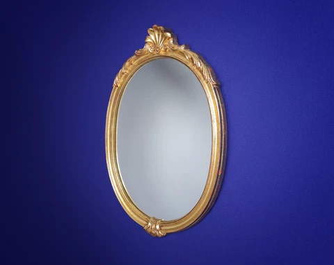 Vintage Italian 1970s Distressed Gilt Rococo Revival Oval Wall-Hanging Mirror Cover