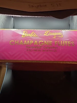 2 件芭比娃娃香槟长笛、粉红色和洋红色水晶玻璃、Mimosa 和 Cocktai... — 第 1/4 张图片