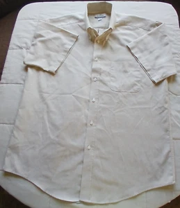 Enro Non-Iron Dress Shirt Mens 15.5 Half Sleeve Beige Button Collar One Pocket - Picture 1 of 10