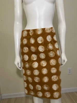 Saia lápis pontos com fio MAEVE Anthropologie 0 círculos de ouro mostarda forrada - Imagem 1 de 4