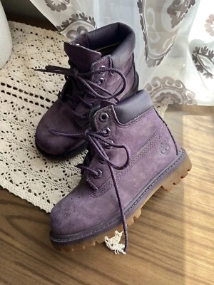 Timberland Purple Waterproof Leather Ankle Boots Toddler Girls Size 8 - Image 1 of 4