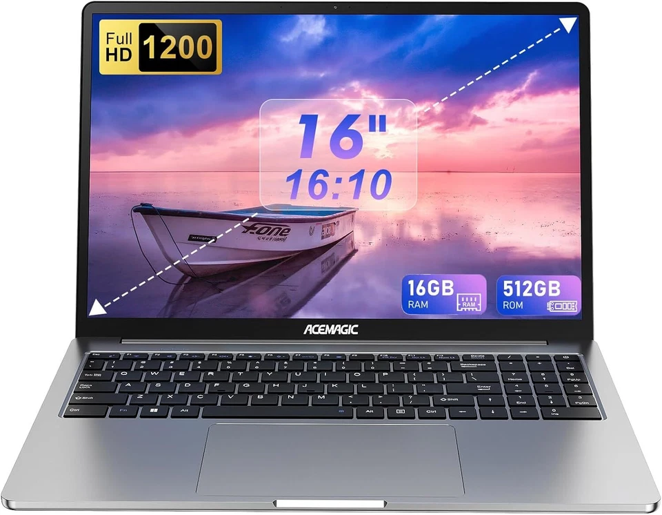 ACEMAGIC 16 Zoll Laptop Intel N97 16GB DDR4 512GB SSD Notebook WiFi BT win11 Pro