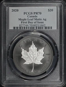 2020 Canada $20 Silver Maple Leaf Matte Ag 1oz PCGS PR-70 FDOI Susan Blunt Label - Picture 1 of 2