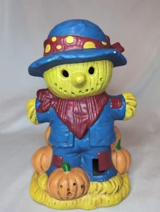 Vtg Halloween Pumpkin Jack-o-Lantern Scarecrow Ceramic Mold 1981 Hand Painted - Picture 1 of 17