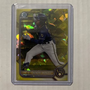 2022 Bowman Chrome Prospects Hendry Mendez Gold Refractor /50 - Brewers