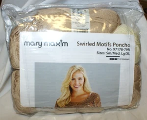 Mary Maxim Swirled Motifs Poncho Crochet Kit Sm/Med 97178 w/ Yarn NEW - Picture 1 of 6