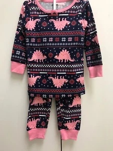 Gymboree Gymmies Pajamas Pj Pink Toddler 12-18 Months Dinosaurs holiday Cotton - Picture 1 of 6
