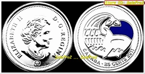 CANADÁ 2011 CANADIENSE PARQUE CUARTO ORCA BALLENA RARA AZUL COLOREADO 25 CENTAVOS MONEDA - Imagen 1 de 2