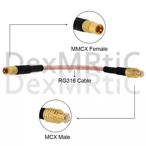 MCX męski na MMCX żeński prosty kabel pigtail adapter RG316 15/30/50cm do WIFI - Zdjęcie 1 z 5