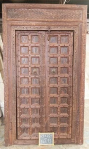 Indian Antique Entrance Timber Carved Doorway Timber Statement Balinese Rustic - Picture 1 of 5