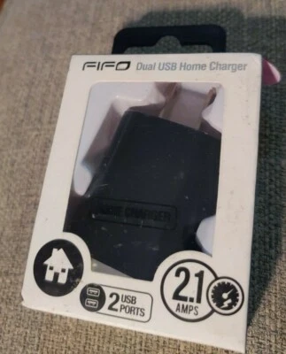 Fifo Dual USB 2.1A Power Adapter AC Home Charger Universal - Black (5263-5268) - Image 1 of 3