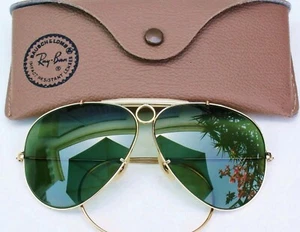 Vintage B&L Ray Ban USA Shooter 62 mm 1/10/12k. GF Green Lenses 60's Sunglasses. - Picture 1 of 10